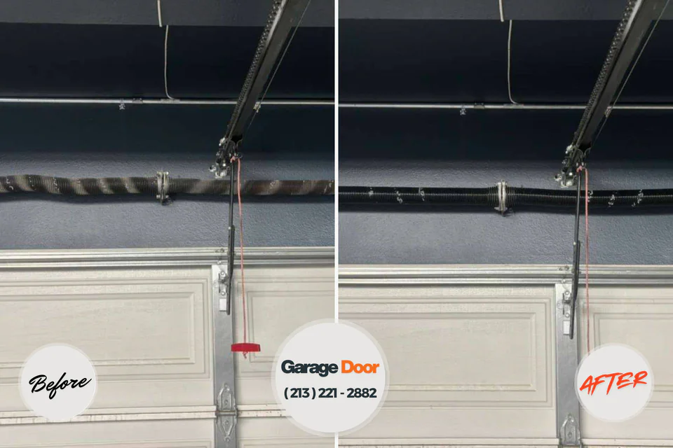Before and after: garage door repair Aloha, OR